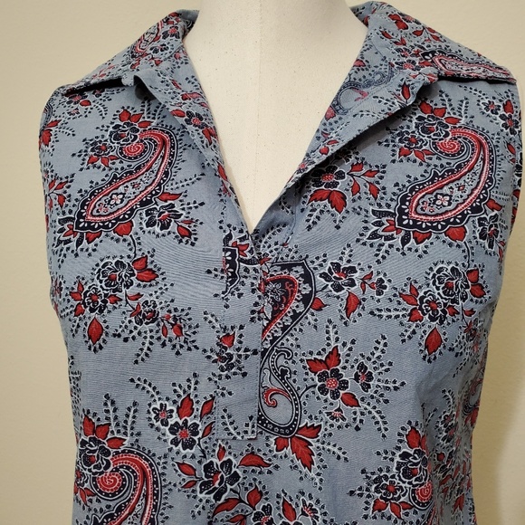 Talbots Sleeveless Collared Blouse Petite - Picture 2 of 5